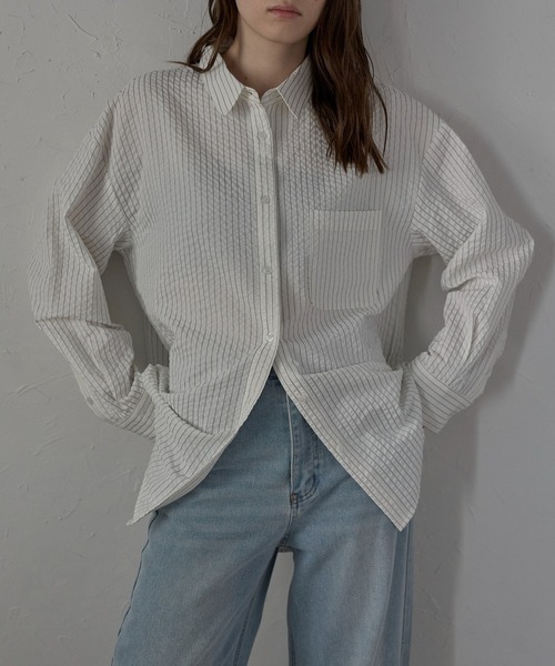 MINERTE】bumpy stripe shirt / ぽこぽこストライプシャツ（シャツ