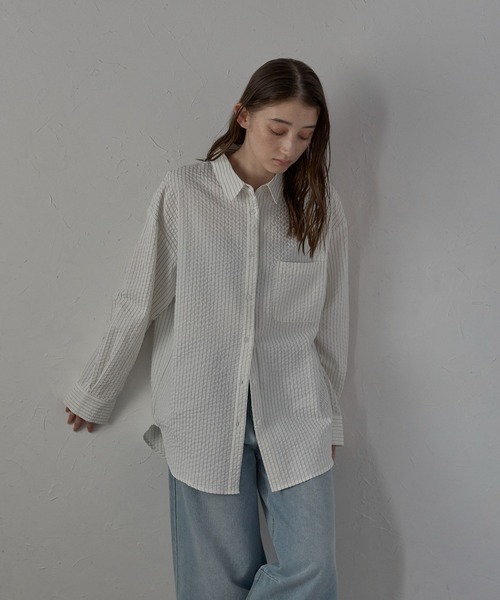 MINERTE】bumpy stripe shirt / ぽこぽこストライプシャツ