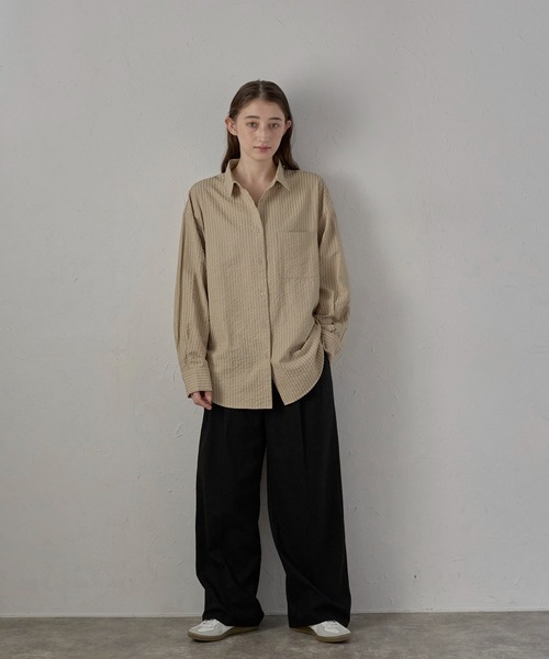MINERTE】bumpy stripe shirt / ぽこぽこストライプシャツ