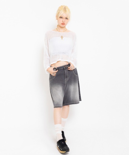 atmos pink(アトモスピンク)の「atmos pink See-Through Knit Top / アトモス ピンク シースルー ニット トップ(ニット/セーター・レディース・ブラック/アイボリー/カーキ・FREE)」の17枚目の写真