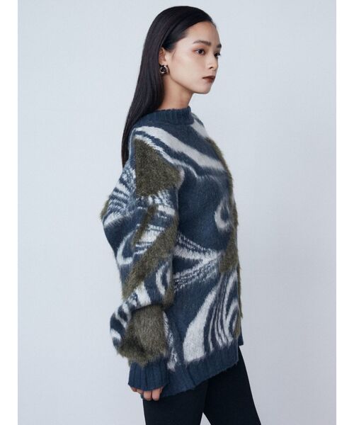EMODA(エモダ)の「ラメミックスオーバーパターンニット(ニット/セーター・レディース・ブラウン/ブルー/グレー・FREE)」の7枚目の写真