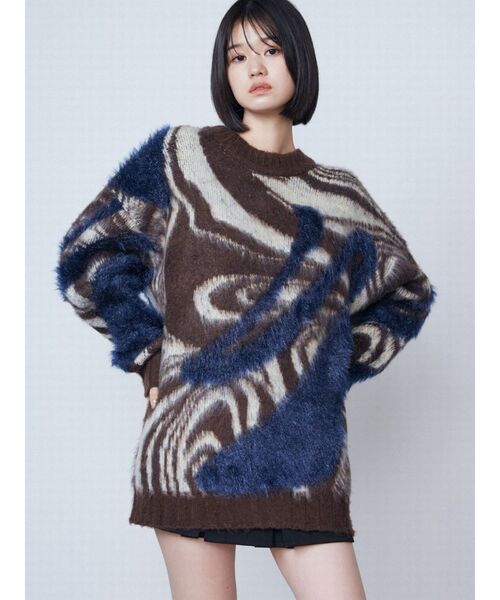 EMODA(エモダ)の「ラメミックスオーバーパターンニット(ニット/セーター・レディース・ブラウン/ブルー/グレー・FREE)」の12枚目の写真