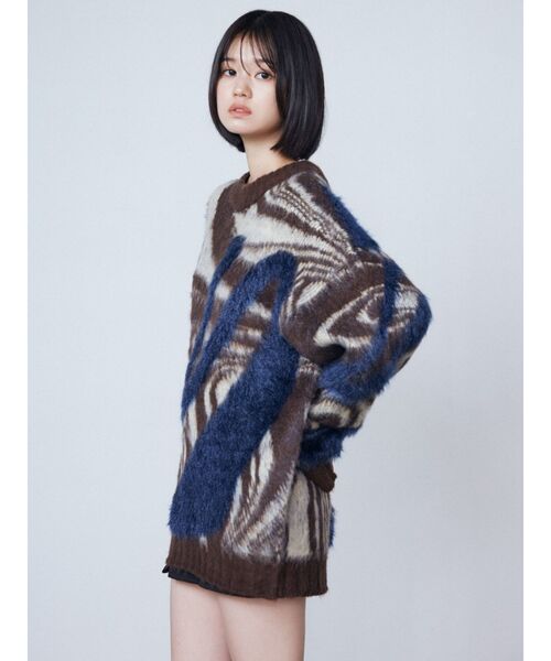 EMODA(エモダ)の「ラメミックスオーバーパターンニット(ニット/セーター・レディース・ブラウン/ブルー/グレー・FREE)」の13枚目の写真