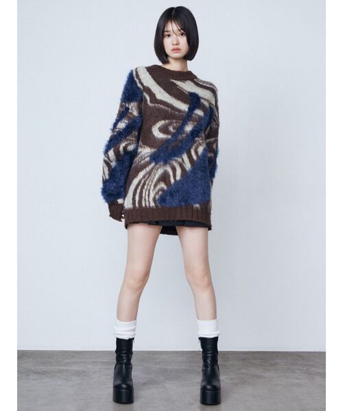 EMODA(エモダ)の「ラメミックスオーバーパターンニット(ニット/セーター・レディース・ブラウン/ブルー/グレー・FREE)」の14枚目の写真