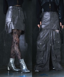 【EDGY MODE SET UP対応】2WAYフェイクレザースカート(HARE)