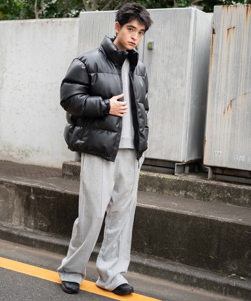 WEGO（ウィゴー）の「WEGO/フェイクレザーパデッドブルゾン（ダウンジャケット/コート・メンズ・ブラック・LARGE/MEDIUM）」の7枚目の写真