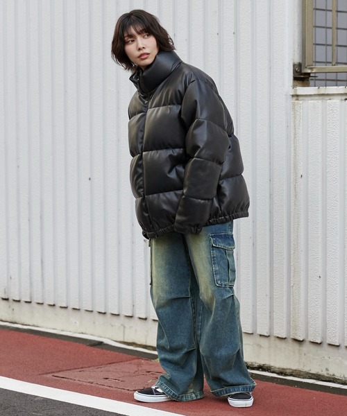 WEGO（ウィゴー）の「WEGO/フェイクレザーパデッドブルゾン（ダウンジャケット/コート・メンズ・ブラック・LARGE/MEDIUM）」の18枚目の写真