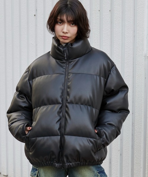 WEGO（ウィゴー）の「WEGO/フェイクレザーパデッドブルゾン（ダウンジャケット/コート・メンズ・ブラック・LARGE/MEDIUM）」の16枚目の写真