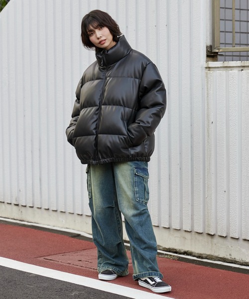 WEGO（ウィゴー）の「WEGO/フェイクレザーパデッドブルゾン（ダウンジャケット/コート・メンズ・ブラック・LARGE/MEDIUM）」の17枚目の写真