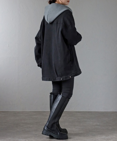 セール】ルーズミドル丈デニムジャケット（Gジャン）（デニム