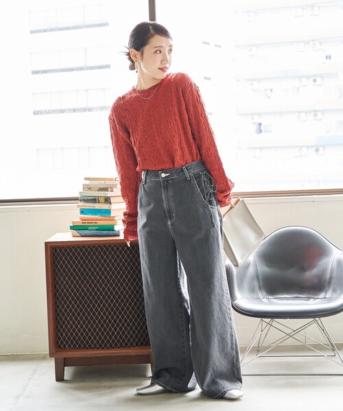 FREAK'S STORE(フリークスストア)の「限定展開 カットシャーリング ポコポコ メロー デザインロングスリーブ Tシャツ(Tシャツ/カットソー・レディース・オフホワイト/ブラック/レッド/グリーン/ブラウン/マスタード・フリ-)」の9枚目の写真