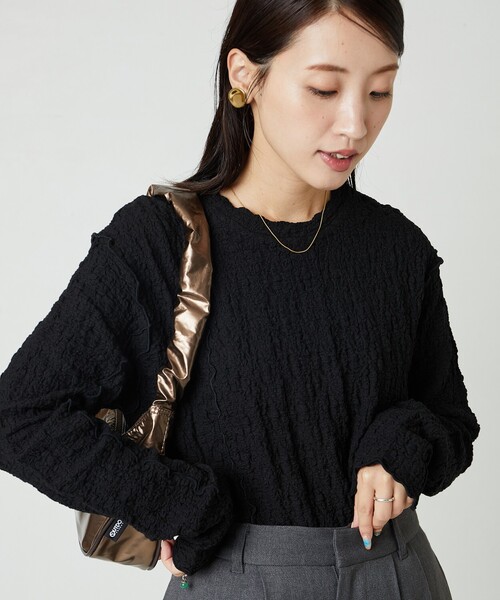 FREAK'S STORE(フリークスストア)の「限定展開 カットシャーリング ポコポコ メロー デザインロングスリーブ Tシャツ(Tシャツ/カットソー・レディース・オフホワイト/ブラック/レッド/グリーン/ブラウン/マスタード・フリ-)」の10枚目の写真