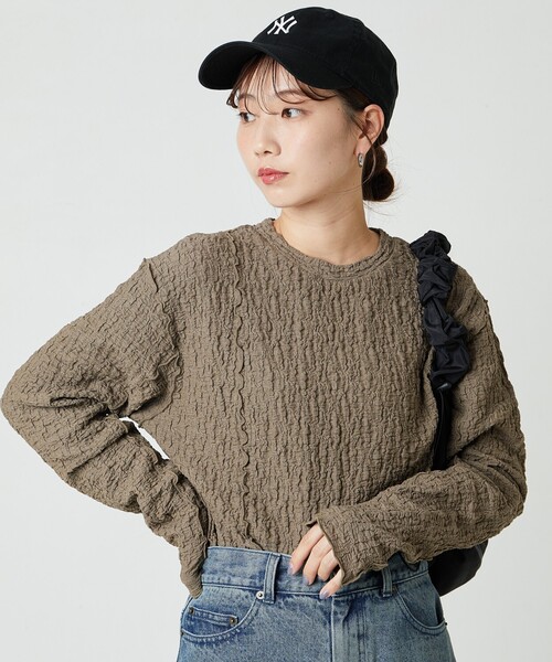 FREAK'S STORE(フリークスストア)の「限定展開 カットシャーリング ポコポコ メロー デザインロングスリーブ Tシャツ(Tシャツ/カットソー・レディース・オフホワイト/ブラック/レッド/グリーン/ブラウン/マスタード・フリ-)」の19枚目の写真