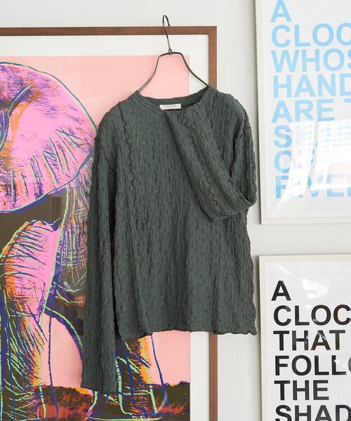 FREAK'S STORE(フリークスストア)の「限定展開 カットシャーリング ポコポコ メロー デザインロングスリーブ Tシャツ(Tシャツ/カットソー・レディース・オフホワイト/ブラック/レッド/グリーン/ブラウン/マスタード・フリ-)」の4枚目の写真