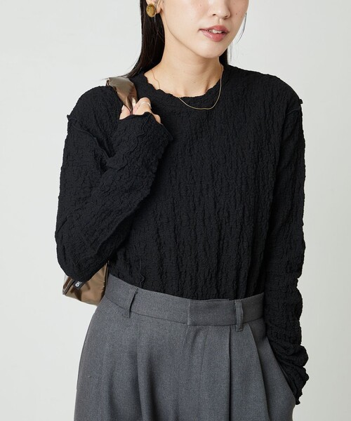 FREAK'S STORE(フリークスストア)の「限定展開 カットシャーリング ポコポコ メロー デザインロングスリーブ Tシャツ(Tシャツ/カットソー・レディース・オフホワイト/ブラック/レッド/グリーン/ブラウン/マスタード・フリ-)」の1枚目の写真