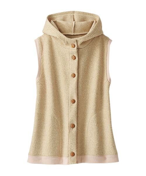 BELLUNA PLUS(ベルーナ)の「ループ風素材フード付ベスト(ベスト・レディース・ベージュ/杢グレー・MEDIUM/LARGE/X-LARGE)」の6枚目の写真