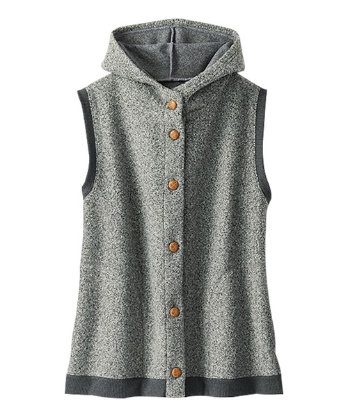 BELLUNA PLUS(ベルーナ)の「ループ風素材フード付ベスト(ベスト・レディース・ベージュ/杢グレー・MEDIUM/LARGE/X-LARGE)」の7枚目の写真