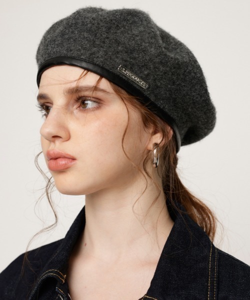 SLY（スライ）の「PLATE NAME WOOL BERET プレート ネーム ウール ベレー（ハンチング/ベレー帽・レディース・杢グレー/ブラック・FREE）」の19枚目の写真