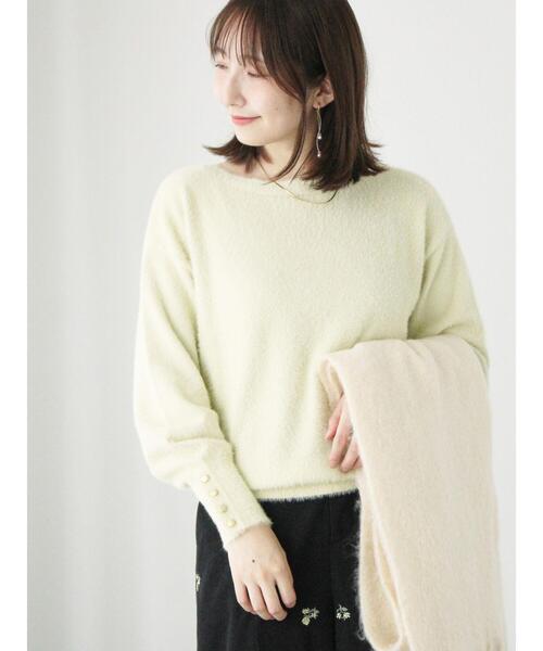 Te chichi TERRASSE（テチチテラス）の「ラメフェザーボートネックニット（ニット/セーター・レディース・イエロー/ブルー/オフホワイト/グレー・F）」の4枚目の写真