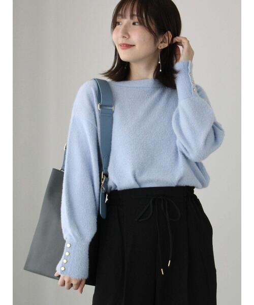 Te chichi TERRASSE（テチチテラス）の「ラメフェザーボートネックニット（ニット/セーター・レディース・イエロー/ブルー/オフホワイト/グレー・F）」の3枚目の写真