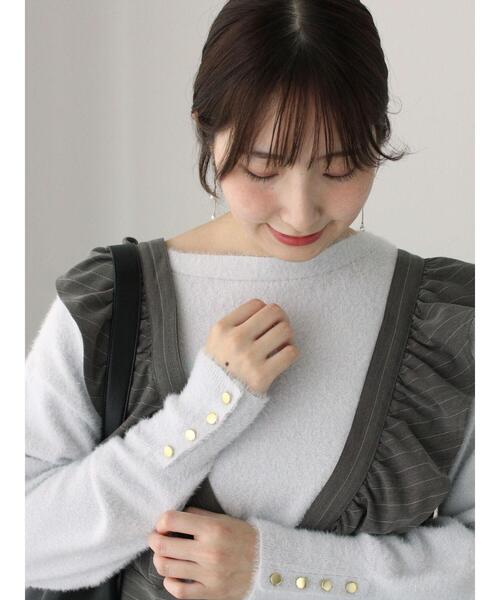 Te chichi TERRASSE（テチチテラス）の「ラメフェザーボートネックニット（ニット/セーター・レディース・イエロー/ブルー/オフホワイト/グレー・F）」の8枚目の写真