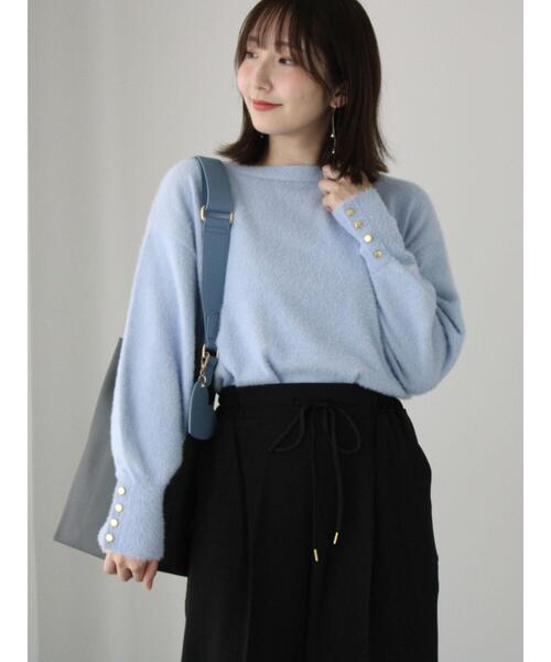 Te chichi TERRASSE（テチチテラス）の「ラメフェザーボートネックニット（ニット/セーター・レディース・イエロー/ブルー/オフホワイト/グレー・F）」の14枚目の写真