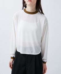 M TO R（ムウトアール）の「SHEER RINGER CROPPED LONG SREEVE（Tシャツ/カットソー）」