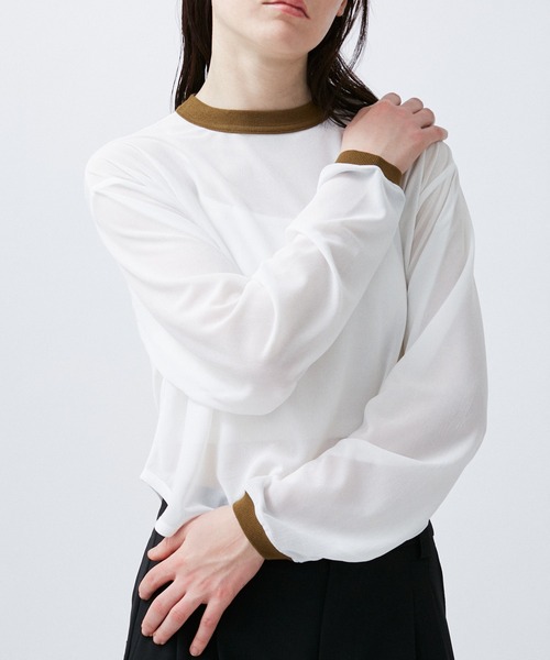 SHEER RINGER CROPPED LONG SREEVE（Tシャツ/カットソー）｜M TO