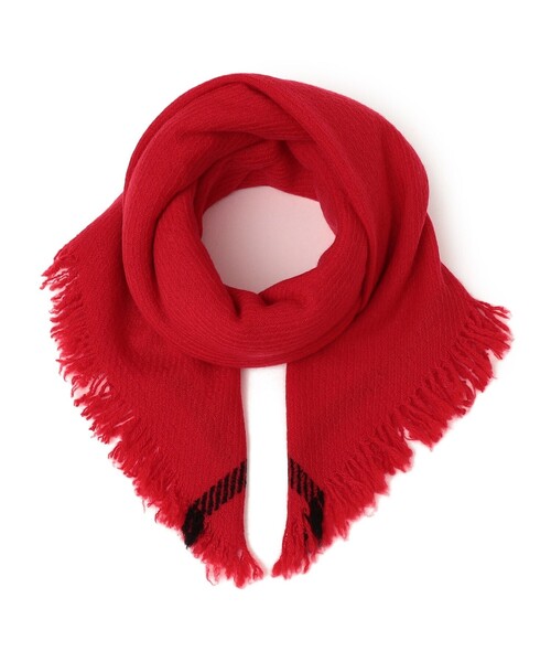 elegancese(エレガンセーゼ)の「elegancese:SQUARE FRINGE STOLE(ストール/ショール・レディース・レッド/ナチュラル/チャコールグレー・ONE SIZE)」の3枚目の写真