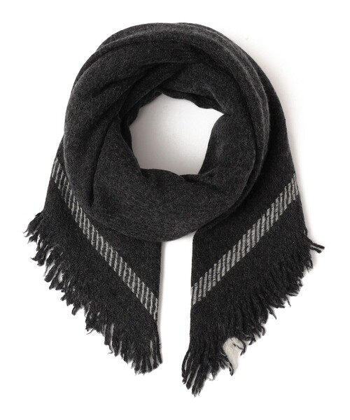 elegancese(エレガンセーゼ)の「elegancese:SQUARE FRINGE STOLE(ストール/ショール・レディース・レッド/ナチュラル/チャコールグレー・ONE SIZE)」の2枚目の写真