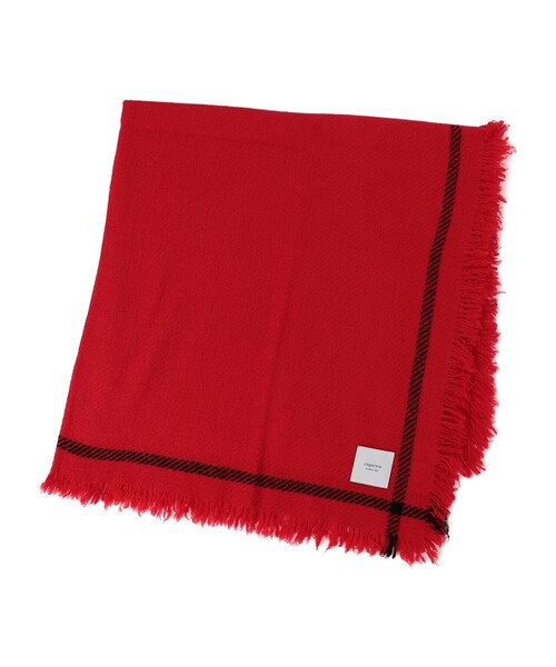 elegancese(エレガンセーゼ)の「elegancese:SQUARE FRINGE STOLE(ストール/ショール・レディース・レッド/ナチュラル/チャコールグレー・ONE SIZE)」の4枚目の写真