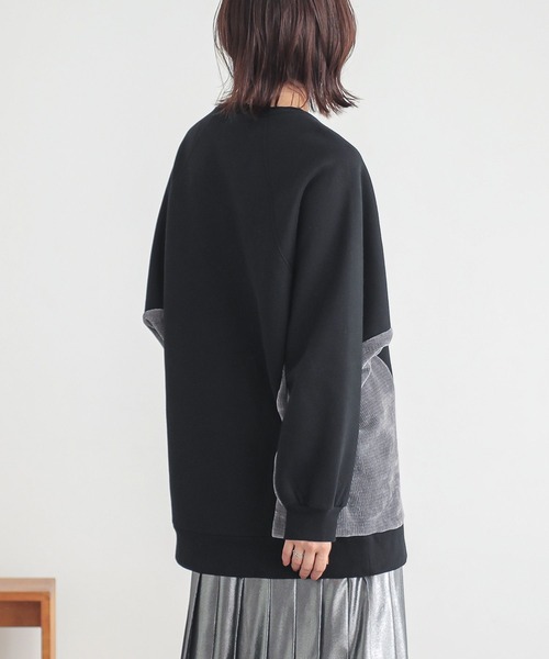 n'OrLABEL（ノアールレーベル）の「裏起毛異素材切り替えチュニックスウェット（スウェット・レディース・ブルー/マスタード/ブラック・FREE）」の11枚目の写真