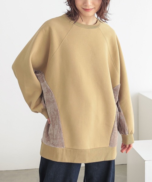 n'OrLABEL（ノアールレーベル）の「裏起毛異素材切り替えチュニックスウェット（スウェット・レディース・ブルー/マスタード/ブラック・FREE）」の14枚目の写真