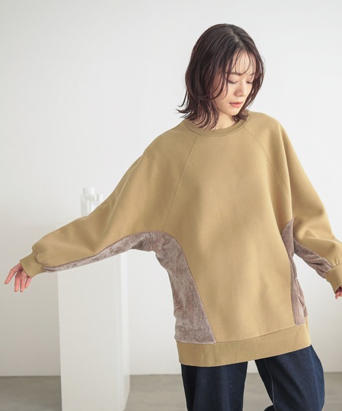 n'OrLABEL（ノアールレーベル）の「裏起毛異素材切り替えチュニックスウェット（スウェット・レディース・ブルー/マスタード/ブラック・FREE）」の15枚目の写真
