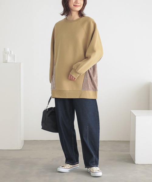 n'OrLABEL（ノアールレーベル）の「裏起毛異素材切り替えチュニックスウェット（スウェット・レディース・ブルー/マスタード/ブラック・FREE）」の16枚目の写真