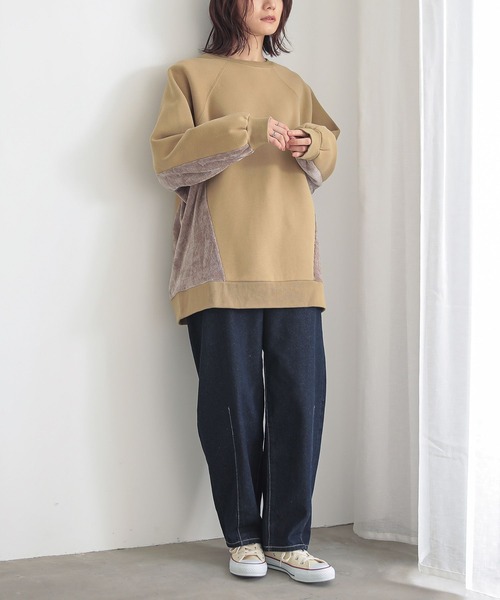 n'OrLABEL（ノアールレーベル）の「裏起毛異素材切り替えチュニックスウェット（スウェット・レディース・ブルー/マスタード/ブラック・FREE）」の17枚目の写真