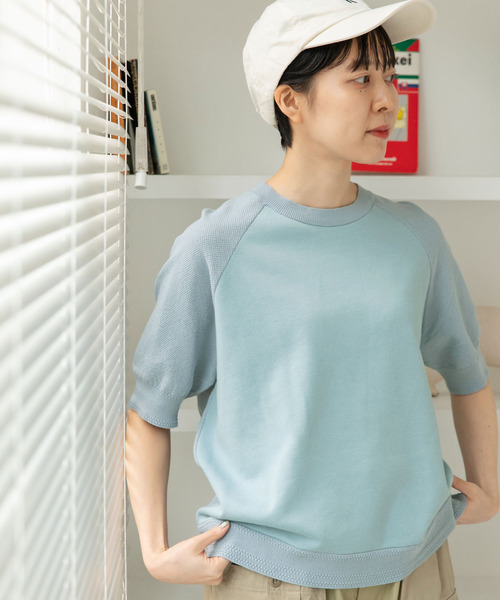 PAR ICI(パーリッシィ)の「かのこ編みニット×スウェットTシャツ(Tシャツ/カットソー・レディース・アイボリー/ネイビー/イエロー/サックスブルー・FREE)」の3枚目の写真
