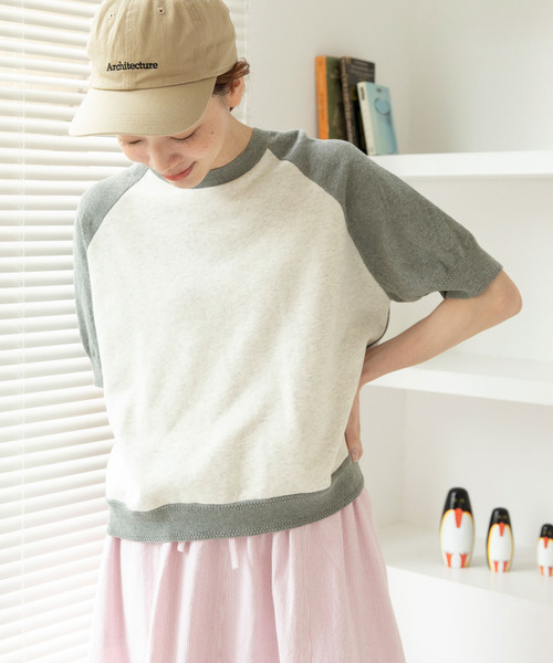 PAR ICI(パーリッシィ)の「かのこ編みニット×スウェットTシャツ(Tシャツ/カットソー・レディース・アイボリー/ネイビー/イエロー/サックスブルー・FREE)」の1枚目の写真