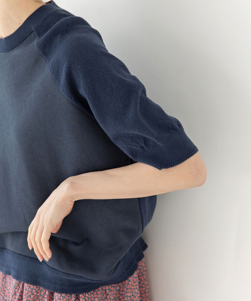 PAR ICI(パーリッシィ)の「かのこ編みニット×スウェットTシャツ(Tシャツ/カットソー・レディース・アイボリー/ネイビー/イエロー/サックスブルー・FREE)」の17枚目の写真