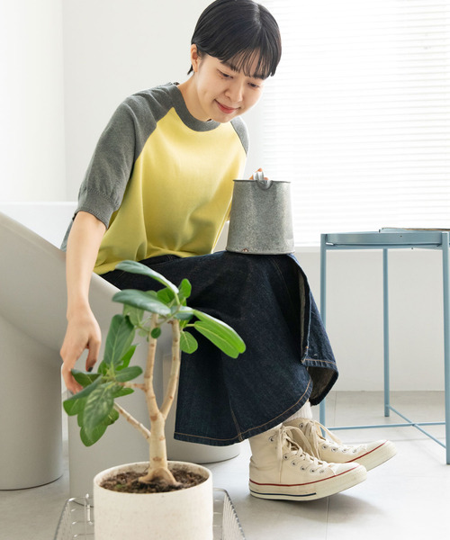 PAR ICI(パーリッシィ)の「かのこ編みニット×スウェットTシャツ(Tシャツ/カットソー・レディース・アイボリー/ネイビー/イエロー/サックスブルー・FREE)」の22枚目の写真
