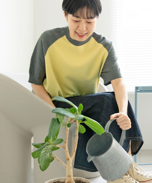 PAR ICI(パーリッシィ)の「かのこ編みニット×スウェットTシャツ(Tシャツ/カットソー・レディース・アイボリー/ネイビー/イエロー/サックスブルー・FREE)」の21枚目の写真