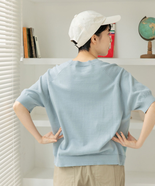 PAR ICI(パーリッシィ)の「かのこ編みニット×スウェットTシャツ(Tシャツ/カットソー・レディース・アイボリー/ネイビー/イエロー/サックスブルー・FREE)」の7枚目の写真