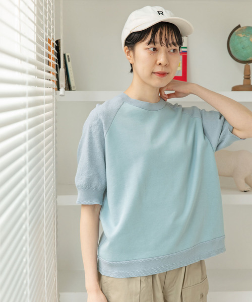 PAR ICI(パーリッシィ)の「かのこ編みニット×スウェットTシャツ(Tシャツ/カットソー・レディース・アイボリー/ネイビー/イエロー/サックスブルー・FREE)」の9枚目の写真