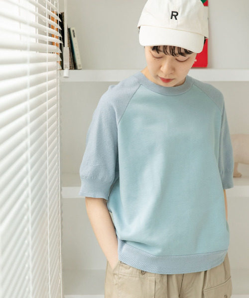 PAR ICI(パーリッシィ)の「かのこ編みニット×スウェットTシャツ(Tシャツ/カットソー・レディース・アイボリー/ネイビー/イエロー/サックスブルー・FREE)」の5枚目の写真