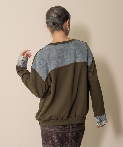 【ZOZO限定商品】デニムポケットドッキングトップス（スウェット）｜DOLLUPOOPS（ドールアップウップス）