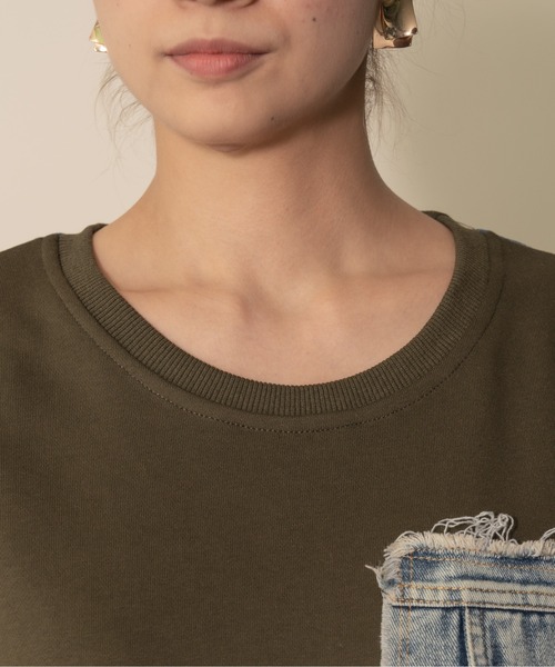 【ZOZO限定商品】デニムポケットドッキングトップス（スウェット）｜DOLLUPOOPS（ドールアップウップス）