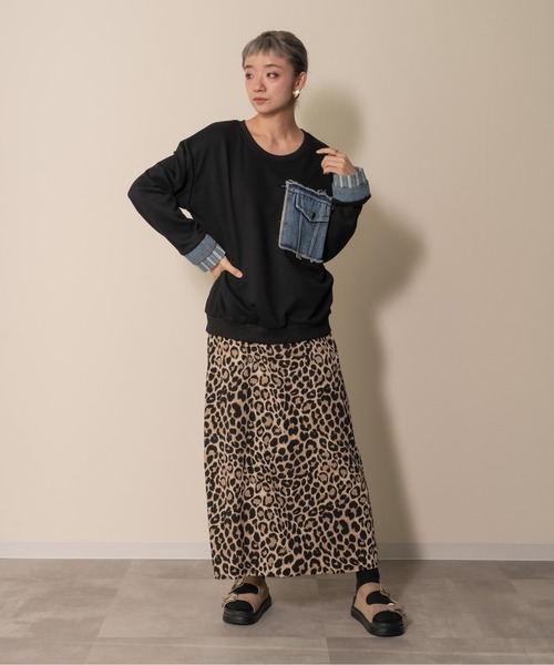 【ZOZO限定商品】デニムポケットドッキングトップス（スウェット）｜DOLLUPOOPS（ドールアップウップス）