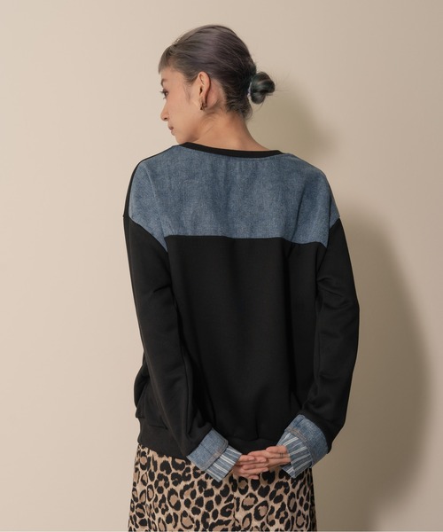 【ZOZO限定商品】デニムポケットドッキングトップス（スウェット）｜DOLLUPOOPS（ドールアップウップス）