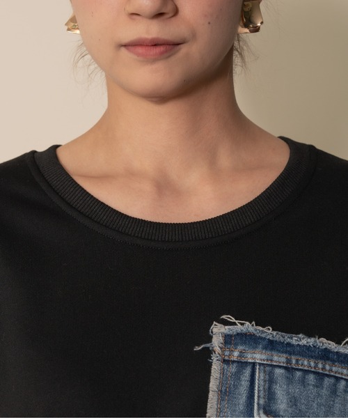 【ZOZO限定商品】デニムポケットドッキングトップス（スウェット）｜DOLLUPOOPS（ドールアップウップス）