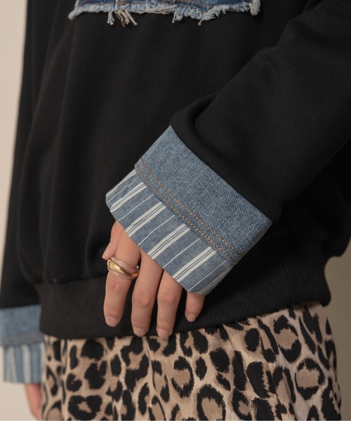 【ZOZO限定商品】デニムポケットドッキングトップス（スウェット）｜DOLLUPOOPS（ドールアップウップス）